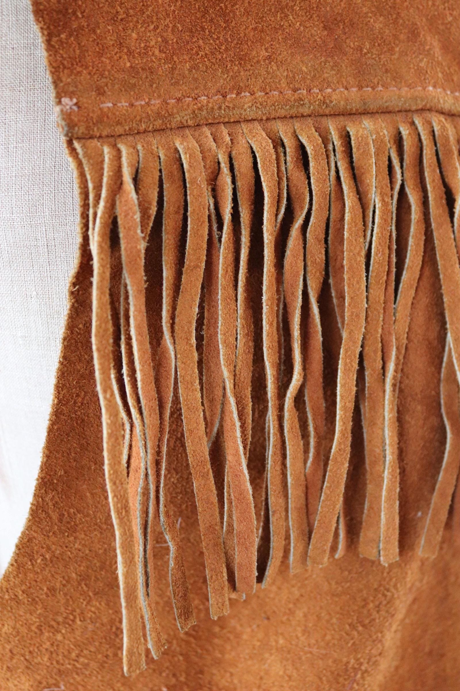 Vintage 1970s suede tasseled vest - Western waistcoat - 41" chest