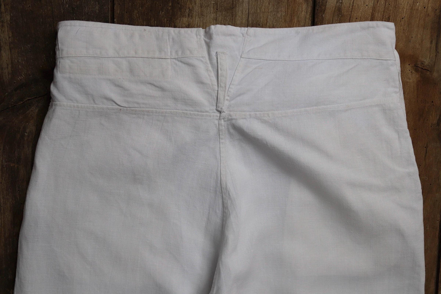 Vintage 1930s French white linen flares - Marine Nationale trousers - military pants - bell bottoms - 33” x 29”
