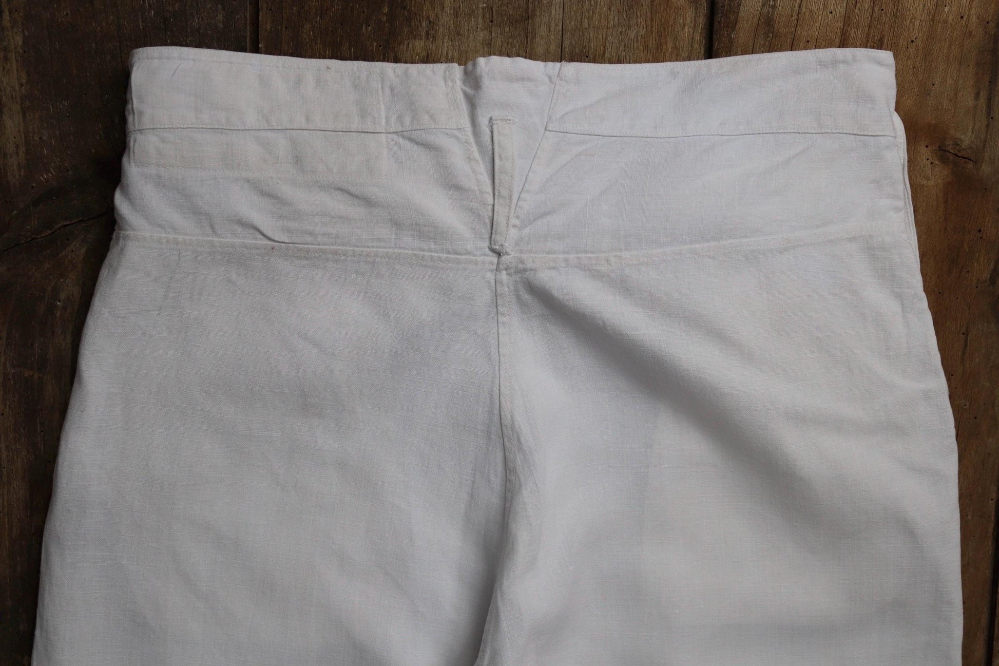 Vintage 1930s French white linen flares - Marine Nationale trousers - military pants - bell bottoms - 33” x 29”