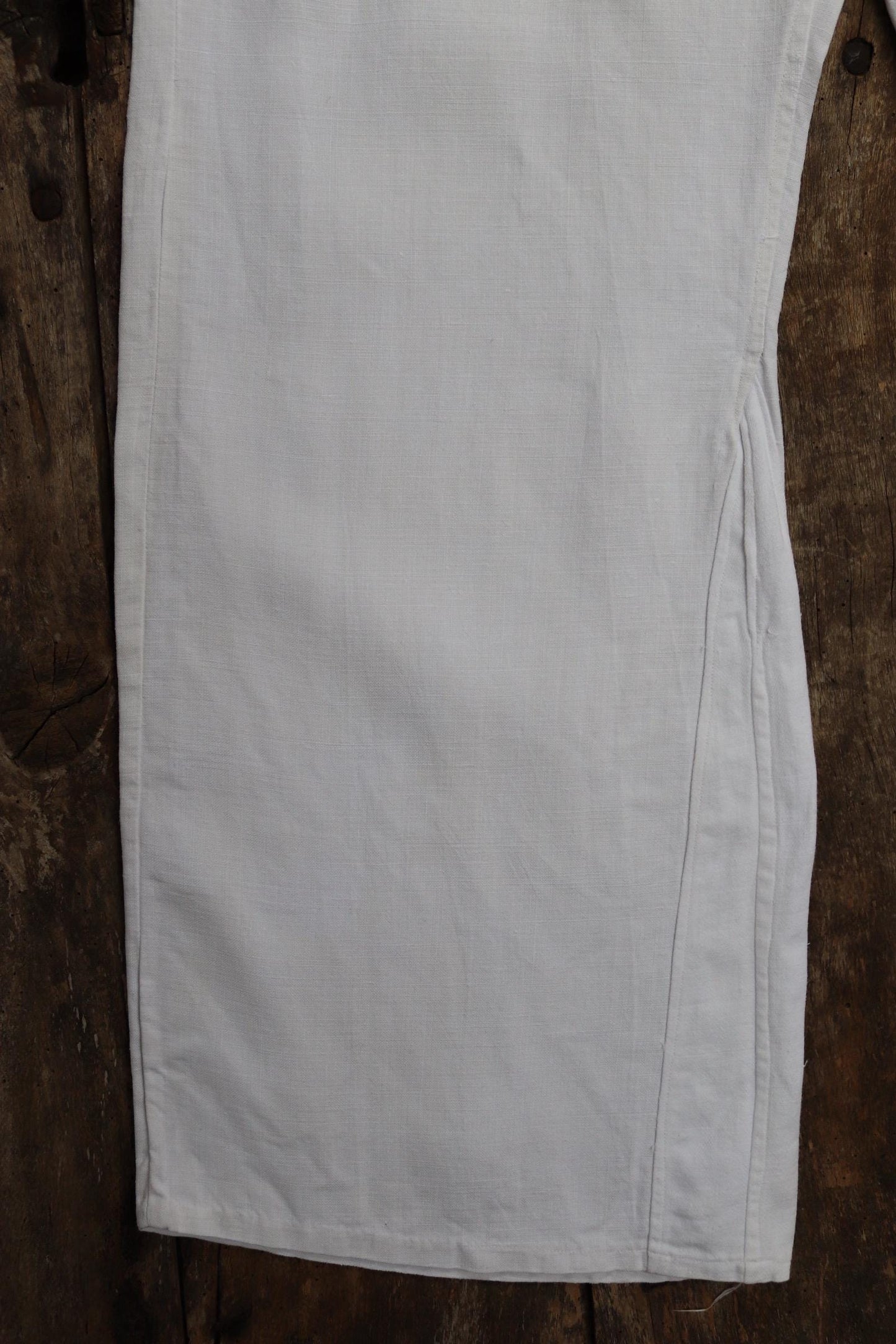 Vintage 1930s French white linen flares - Marine Nationale trousers - military pants - bell bottoms - 33” x 29”