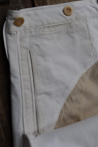 Vintage 1950s French white cotton flares - Marine Nationale trousers - military pants - bell bottoms - 30” x 31”