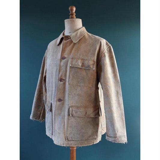 Vintage 1940s French canvas workwear jacket - chore coat - 49” chest