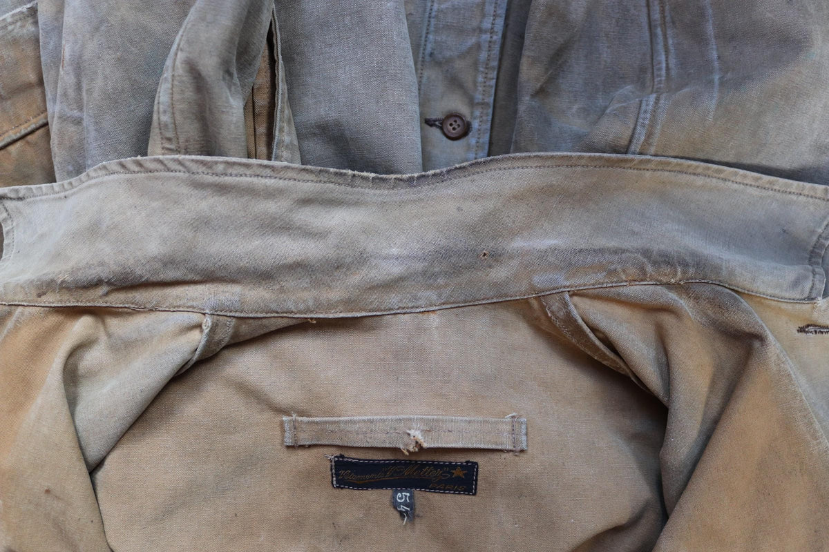 Vintage 1940s French canvas workwear jacket - chore coat - 49” chest