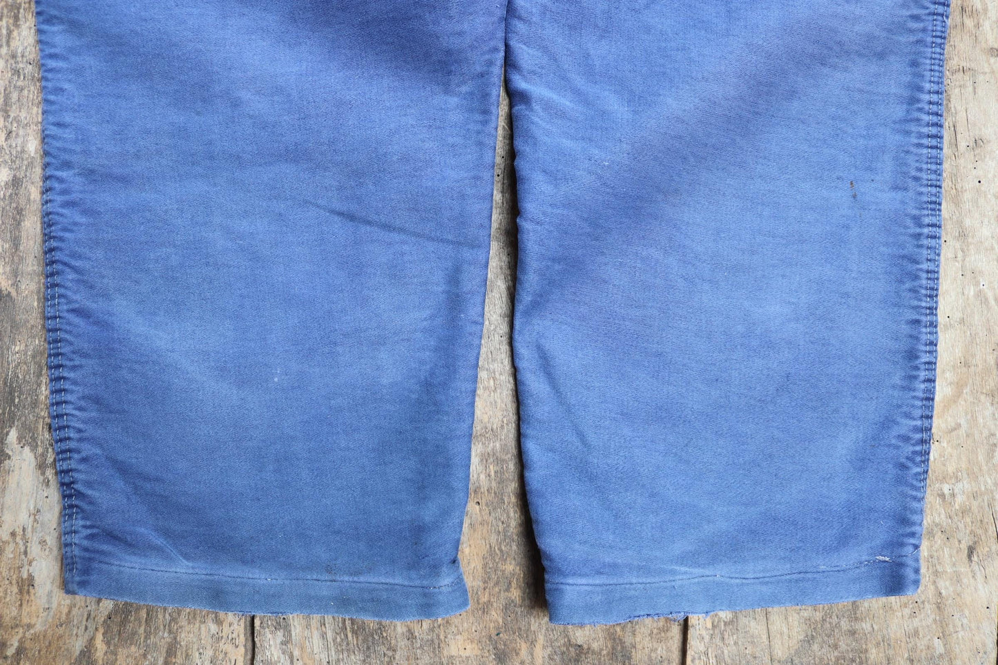 Vintage 1940s French workwear trousers - buckle back chore pants - blue moleskin - 38” x 26”