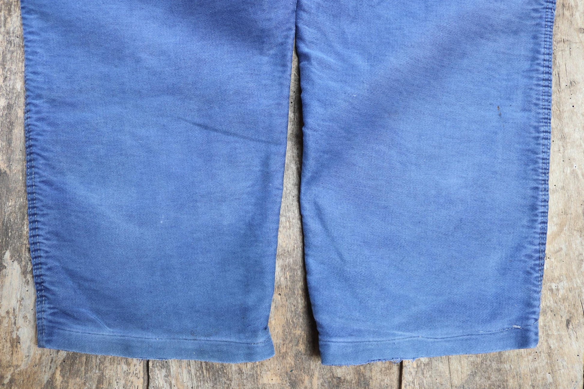 Vintage 1940s French workwear trousers - buckle back chore pants - blue moleskin - 38” x 26”