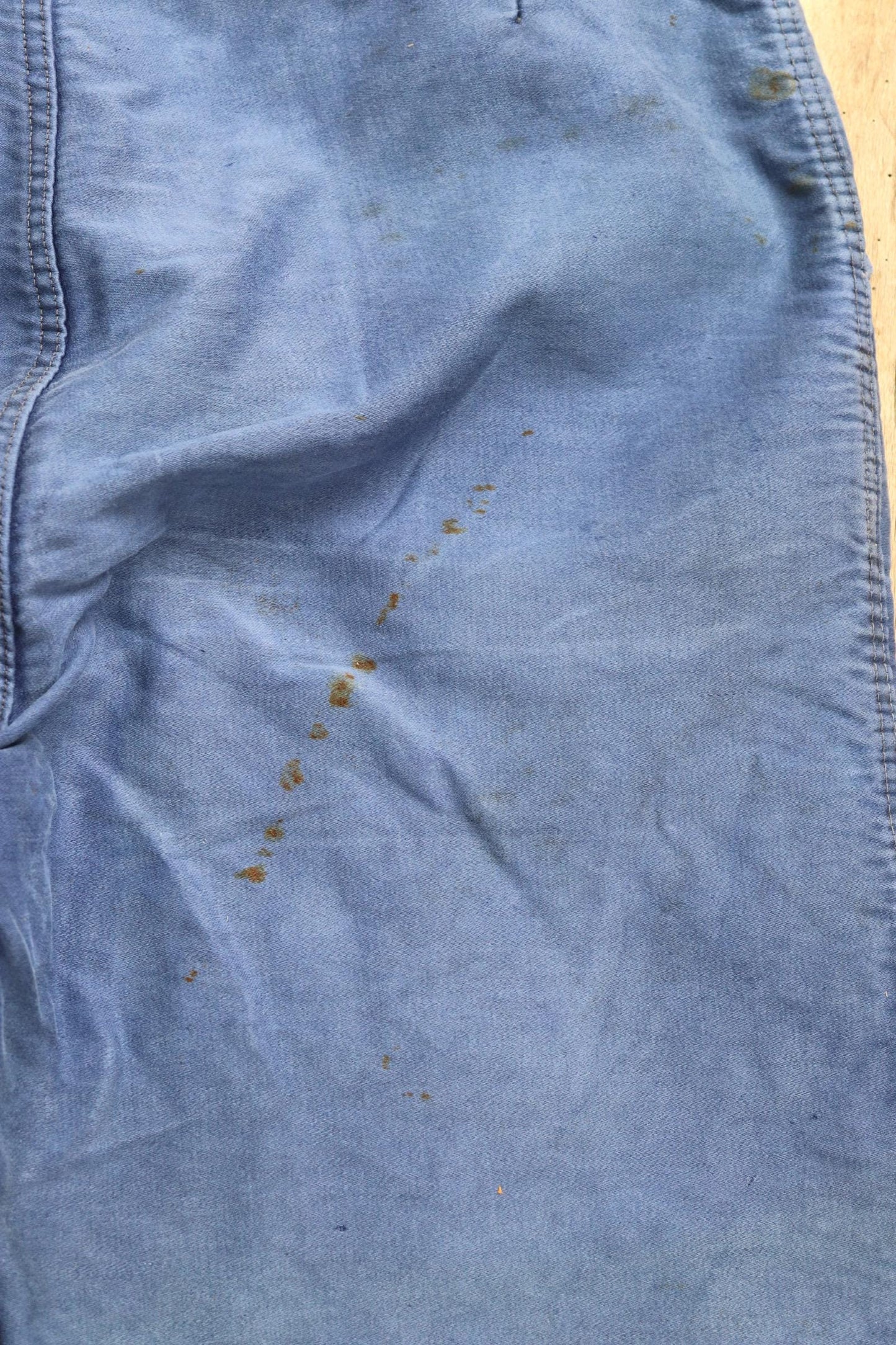 Vintage 1940s French workwear trousers - buckle back chore pants - blue moleskin - 38” x 26”