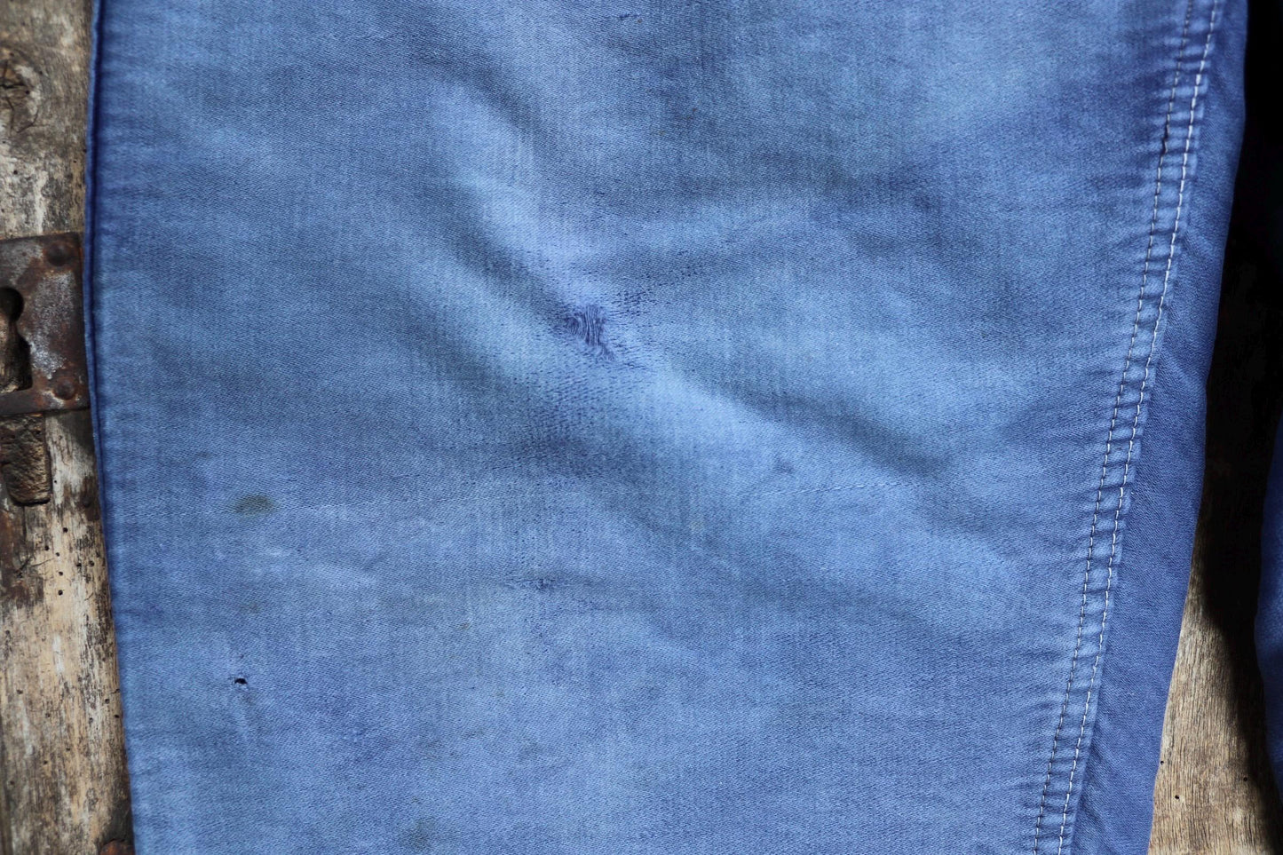 Vintage 1940s French workwear trousers - buckle back chore pants - blue moleskin - 37” x 25”