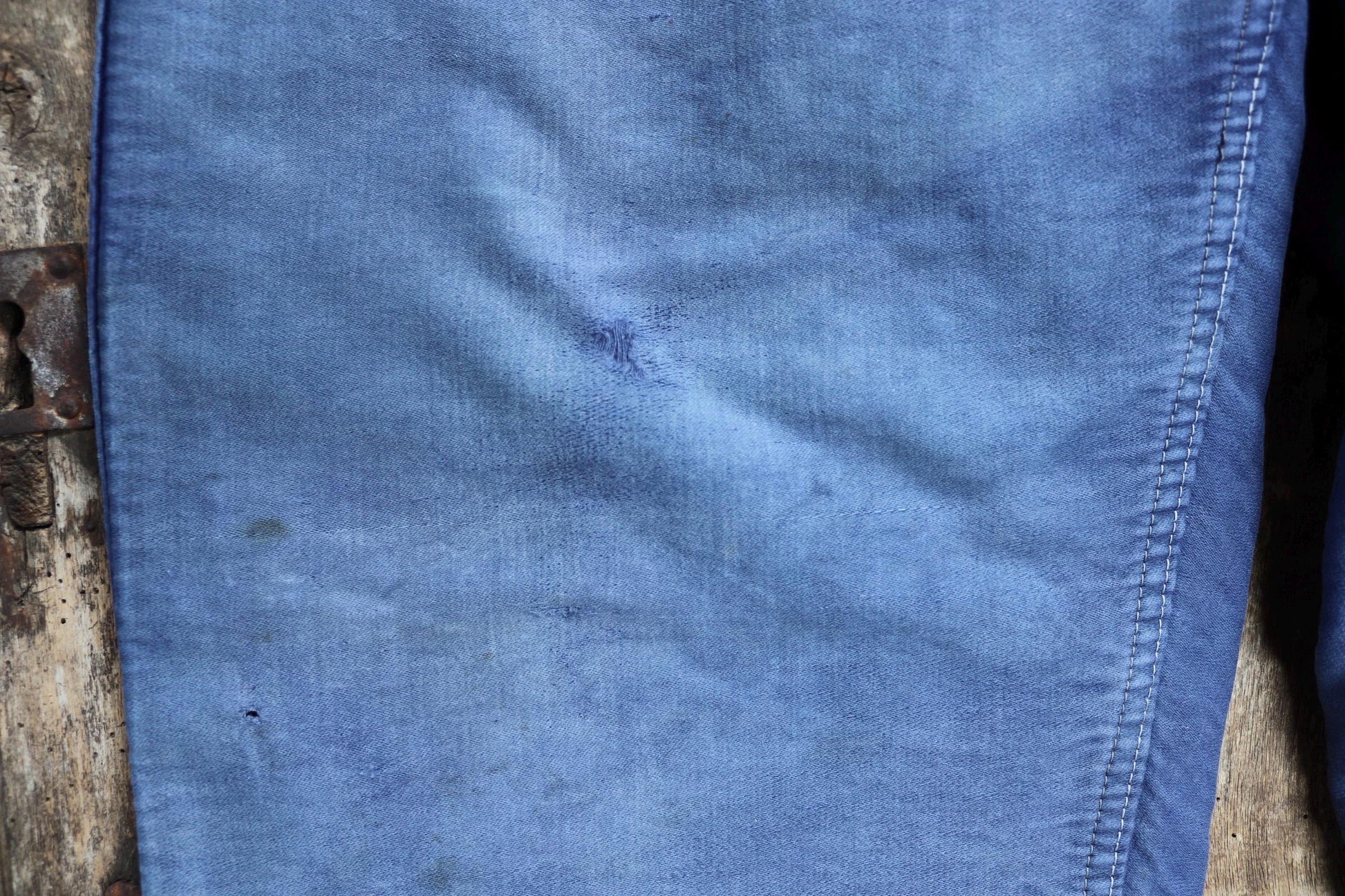 Vintage 1940s French workwear trousers - buckle back chore pants - blue moleskin - 37” x 25”