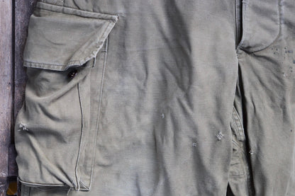 Vintage 1940s French M47 cargo pants - cotton workwear trousers - military utility - 35" x 30"