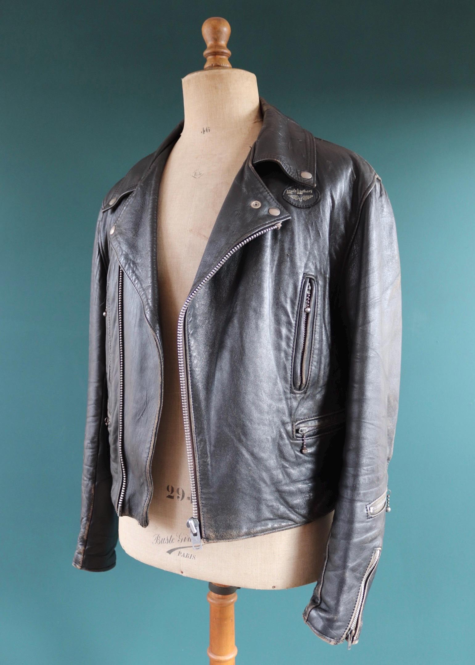 Vintage 1970s Lewis Leathers biker jacket - Lightning - Aviakit - 44" chest