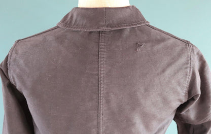 Vintage French black moleskin workwear jacket - 1940s chore coat - 41” chest