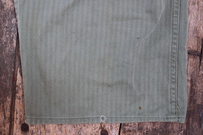 Vintage WW2 US army 1st pattern HBT overalls - 1940s military workwear - OD8 green belted coveralls - 43” x 37” x 26”