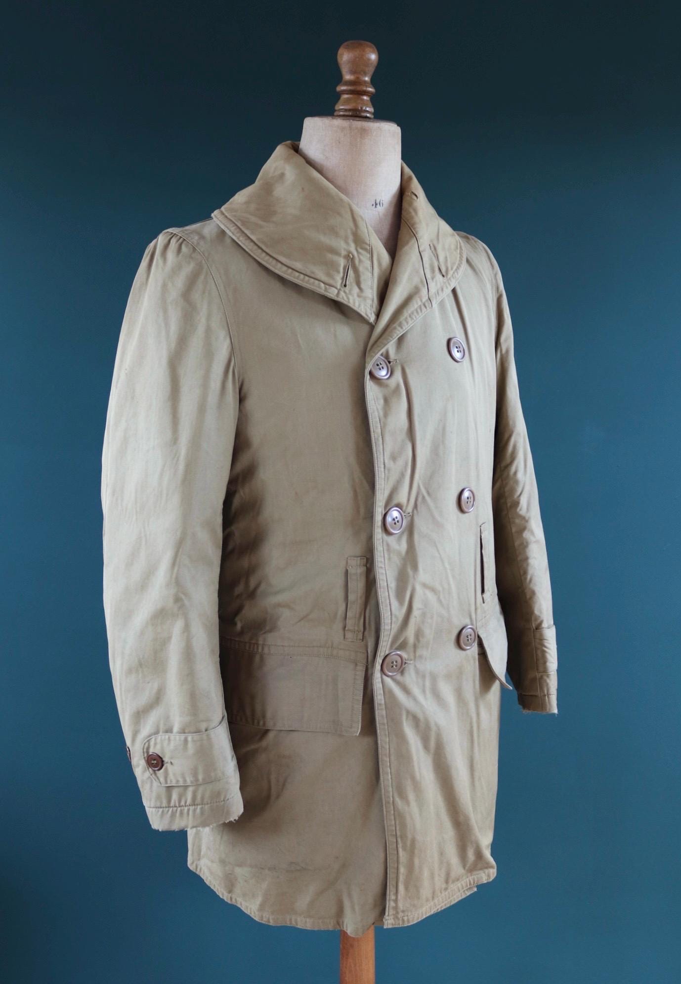 Vintage WW2 US army jeep mackinaw - 1940s military jacket - shawl collar coat - 40” chest