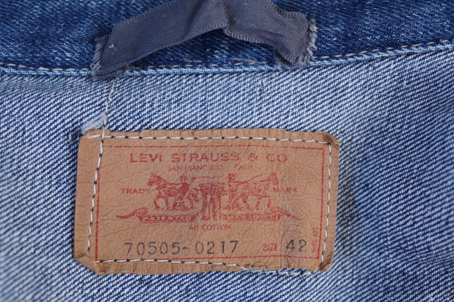 Vintage 1970s Levis big E denim jacket - orange tab - type 3 - trucker workwear - 44” chest