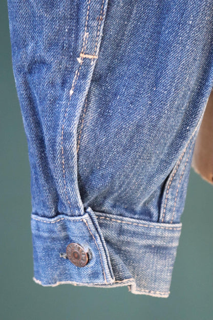 Vintage 1970s Levis big E denim jacket - orange tab - type 3 - trucker workwear - 44” chest