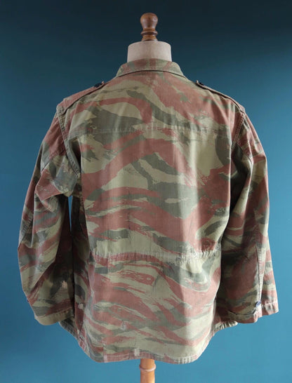 Vintage 1960s French lizard camo jacket - herringbone cotton - military workwear - 50" chest