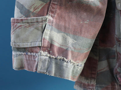 Vintage 1960s French lizard camo jacket - herringbone cotton - military workwear - 50" chest