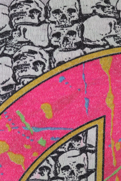 Vintage 1990s peace sign t shirt - tie dye skulls - Fun Wear - 34” chest