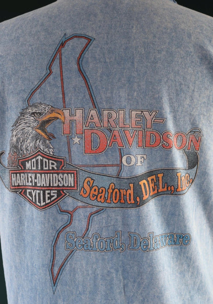 Vintage 1990s Harley Davidson t shirt - thrashed pocket tee - 40" chest