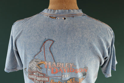 Vintage 1990s Harley Davidson t shirt - thrashed pocket tee - 40" chest