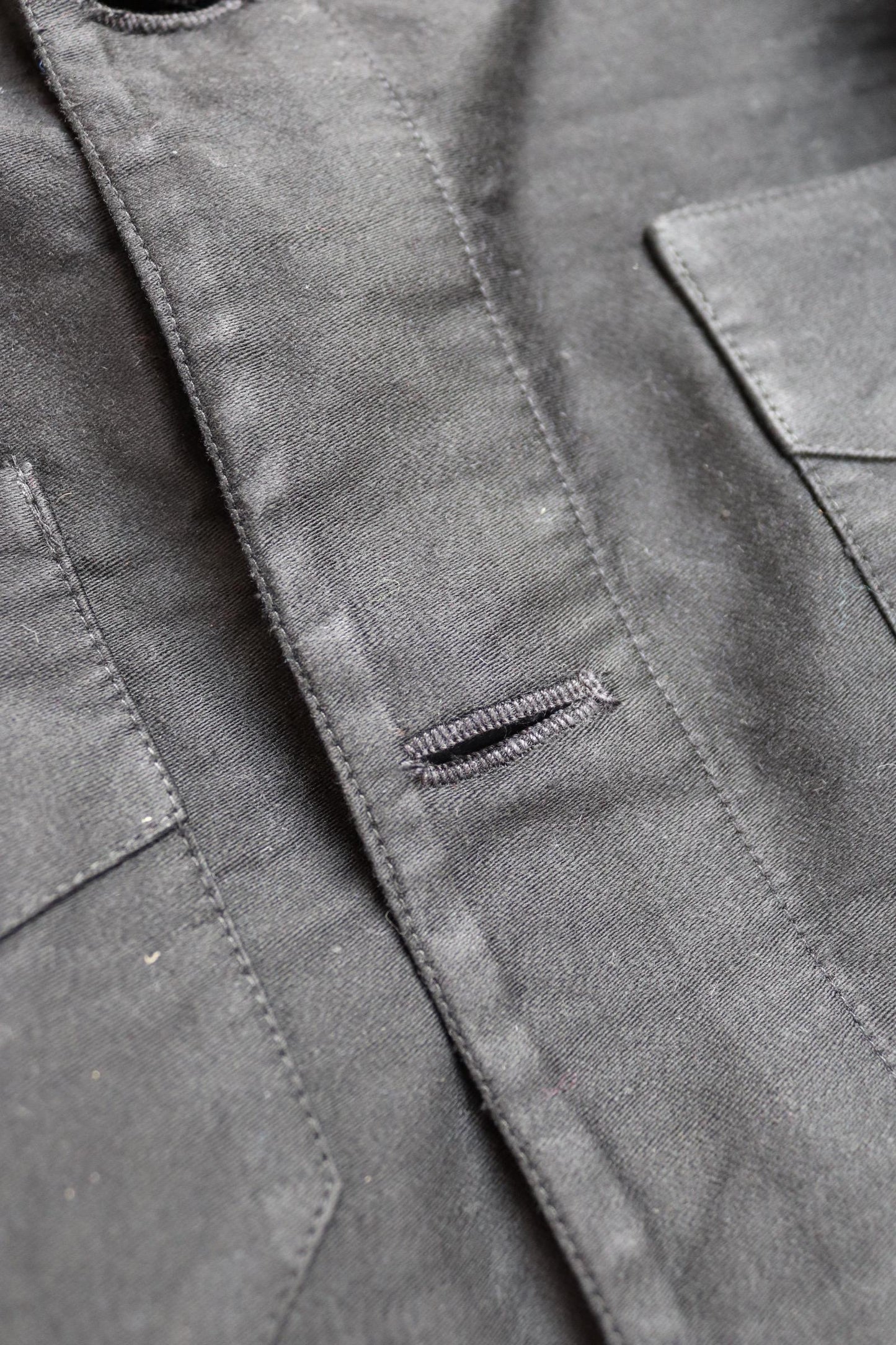 Vintage black moleskin cyclist jacket - 1940s French workwear coat - 40" chest