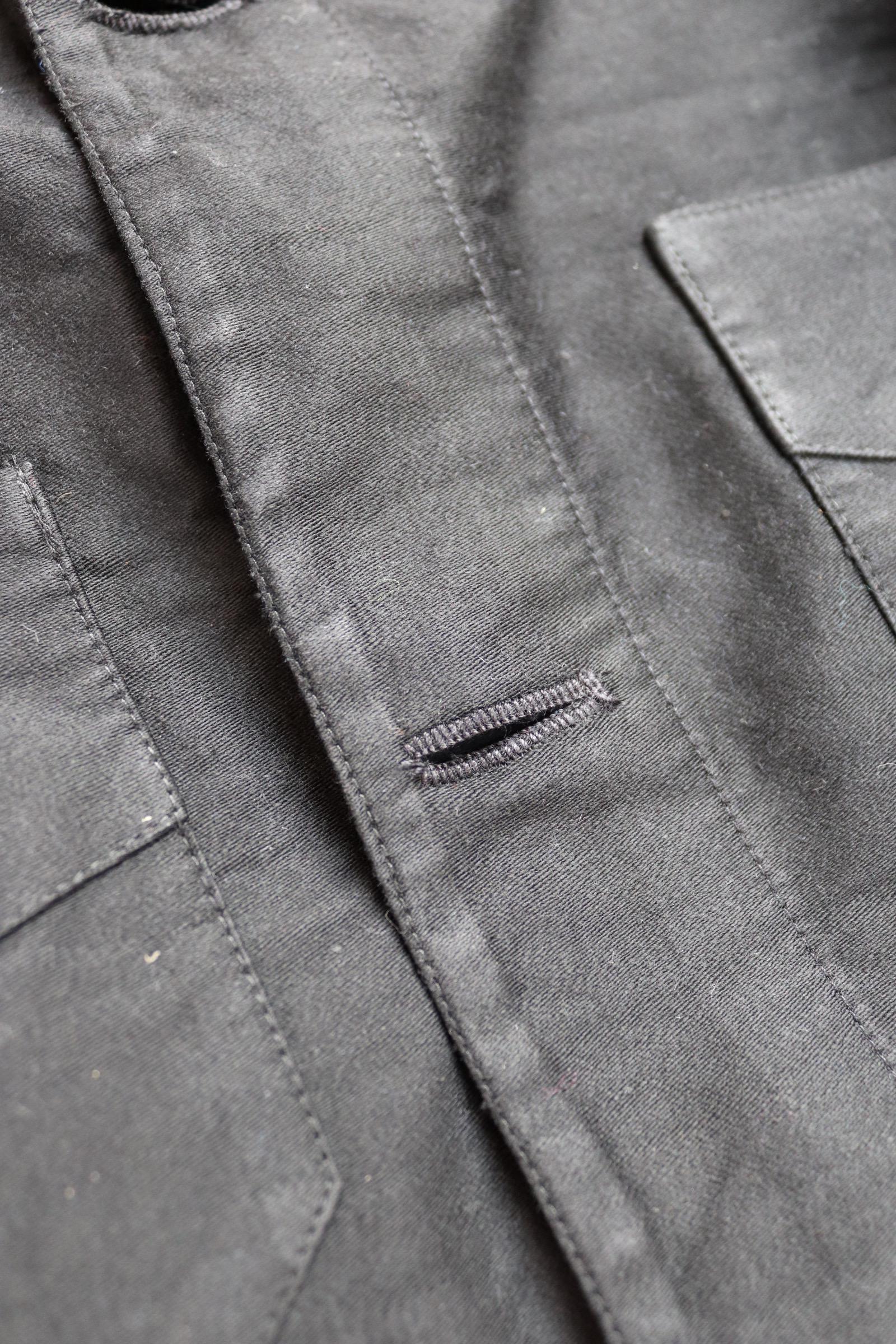 Vintage black moleskin cyclist jacket - 1940s French workwear coat - 40" chest