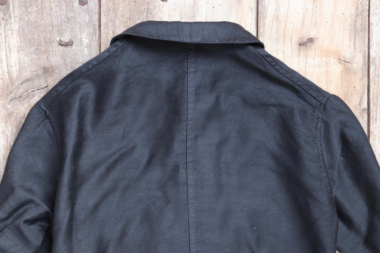 Vintage black moleskin cyclist jacket - 1940s French workwear coat - 40" chest