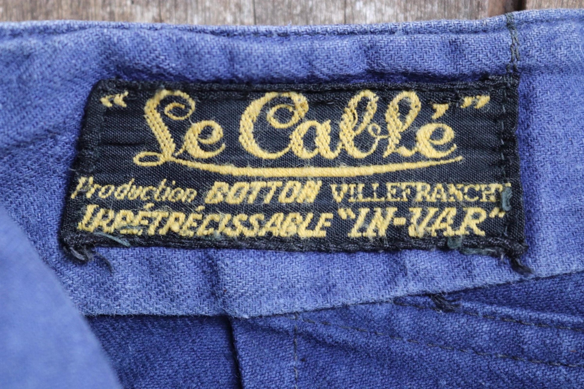 Vintage French workwear trousers - buckle back chore pants - 35" x 29"