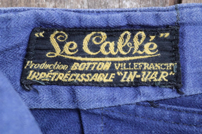 Vintage French workwear trousers - buckle back chore pants - 35" x 29"