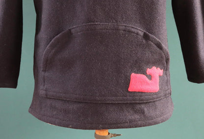 Vintage 1990s sailing smock - blue wool beach shirt - made in Canada - 45" chest