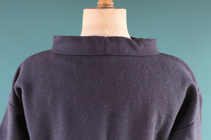 Vintage 1990s sailing smock - blue wool beach shirt - made in Canada - 45" chest