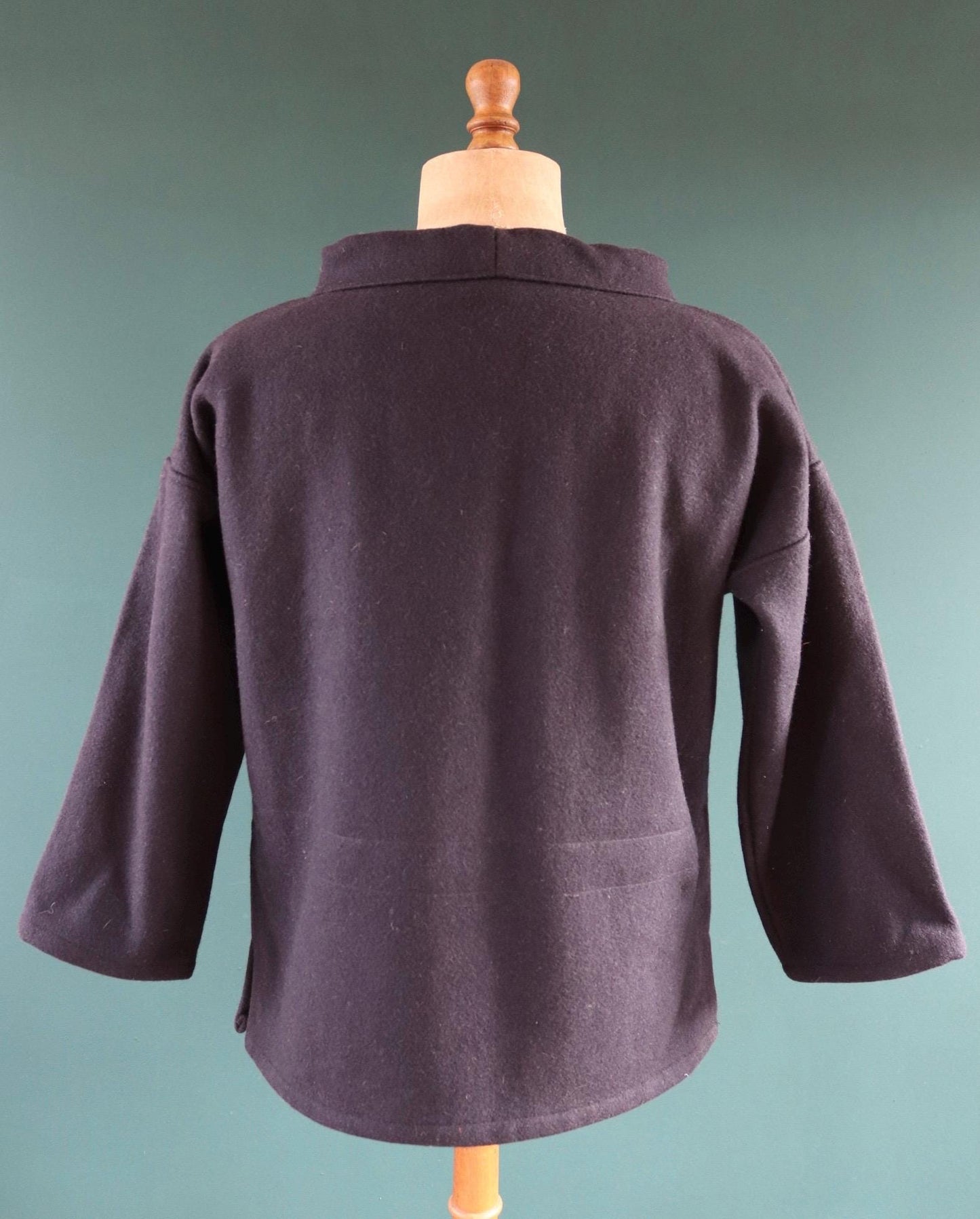 Vintage 1990s sailing smock - blue wool beach shirt - made in Canada - 45" chest