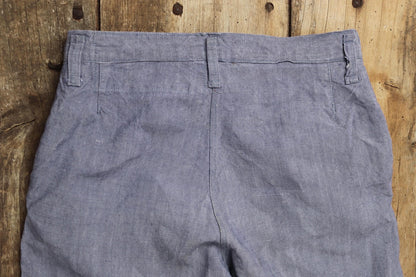 Vintage 1950s French linen trousers - sailor pants - military workwear - fall front - wide leg - 29" x 31"