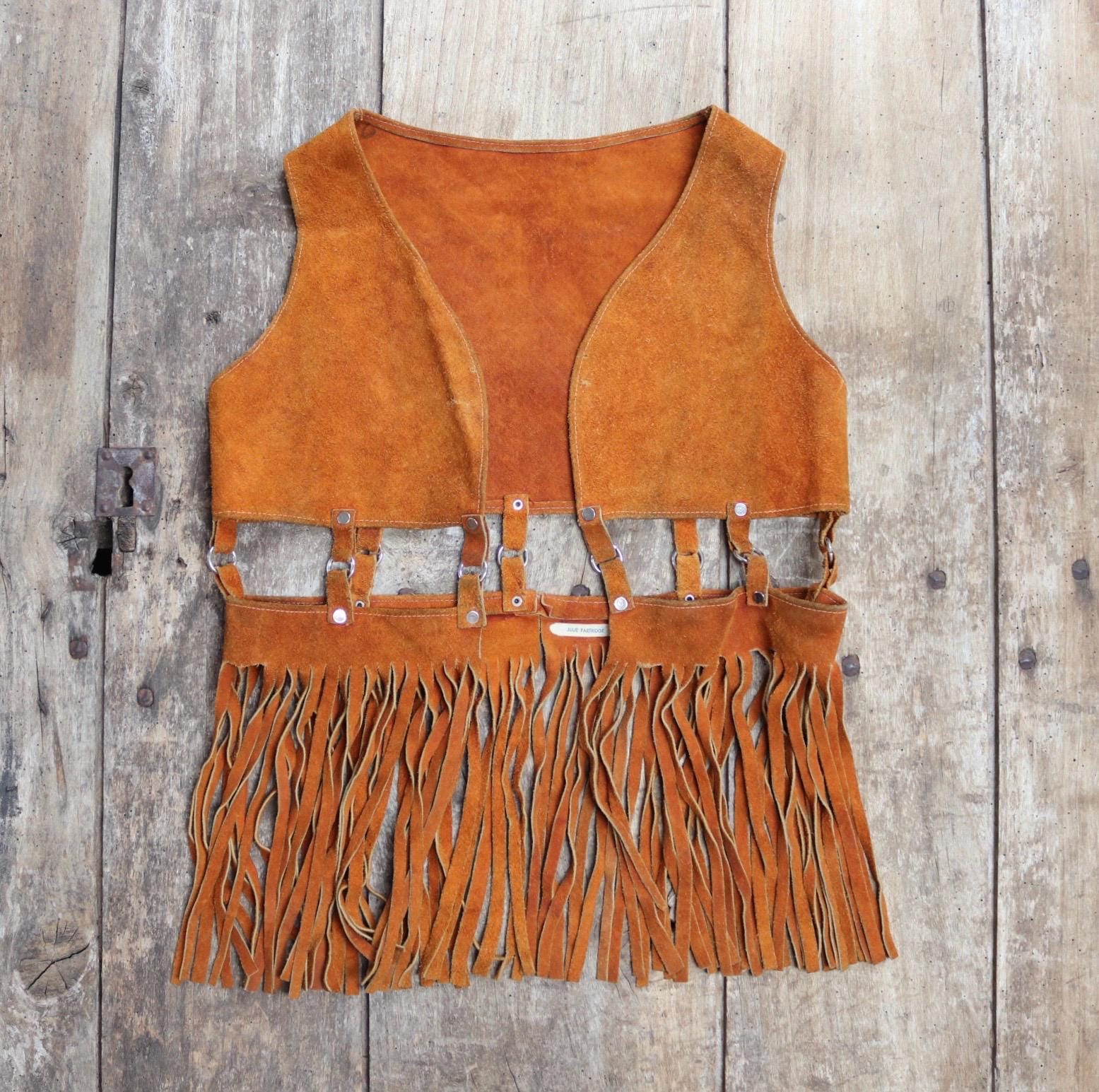 Vintage 1960s suede tassel vest - Haight Ashbury - South Western - summer hippy - 33" chest