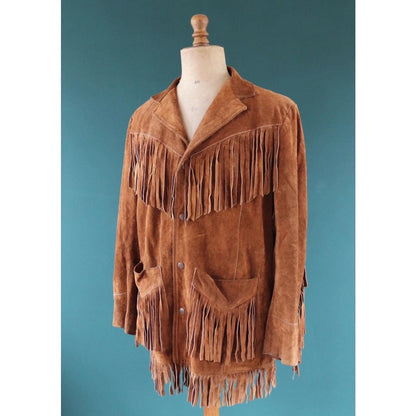 Vintage 1980s suede tassel jacket - cowboy Western wear - 47” chest