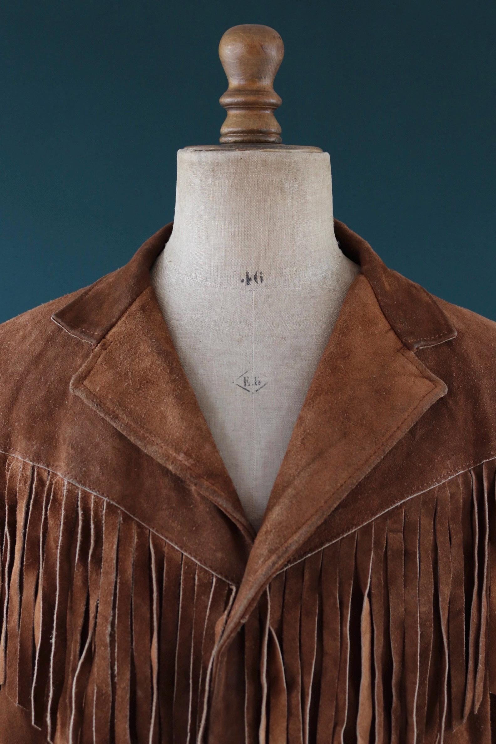 Vintage 1980s suede tassel jacket - cowboy Western wear - 47” chest