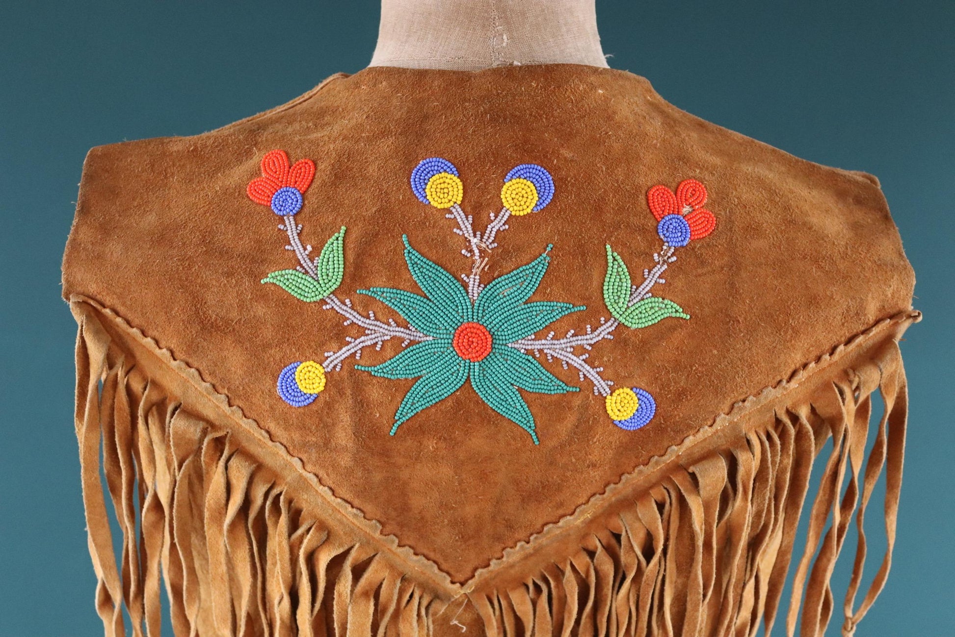Vintage 1960s suede tasseled vest - Western waistcoat - 39" chest