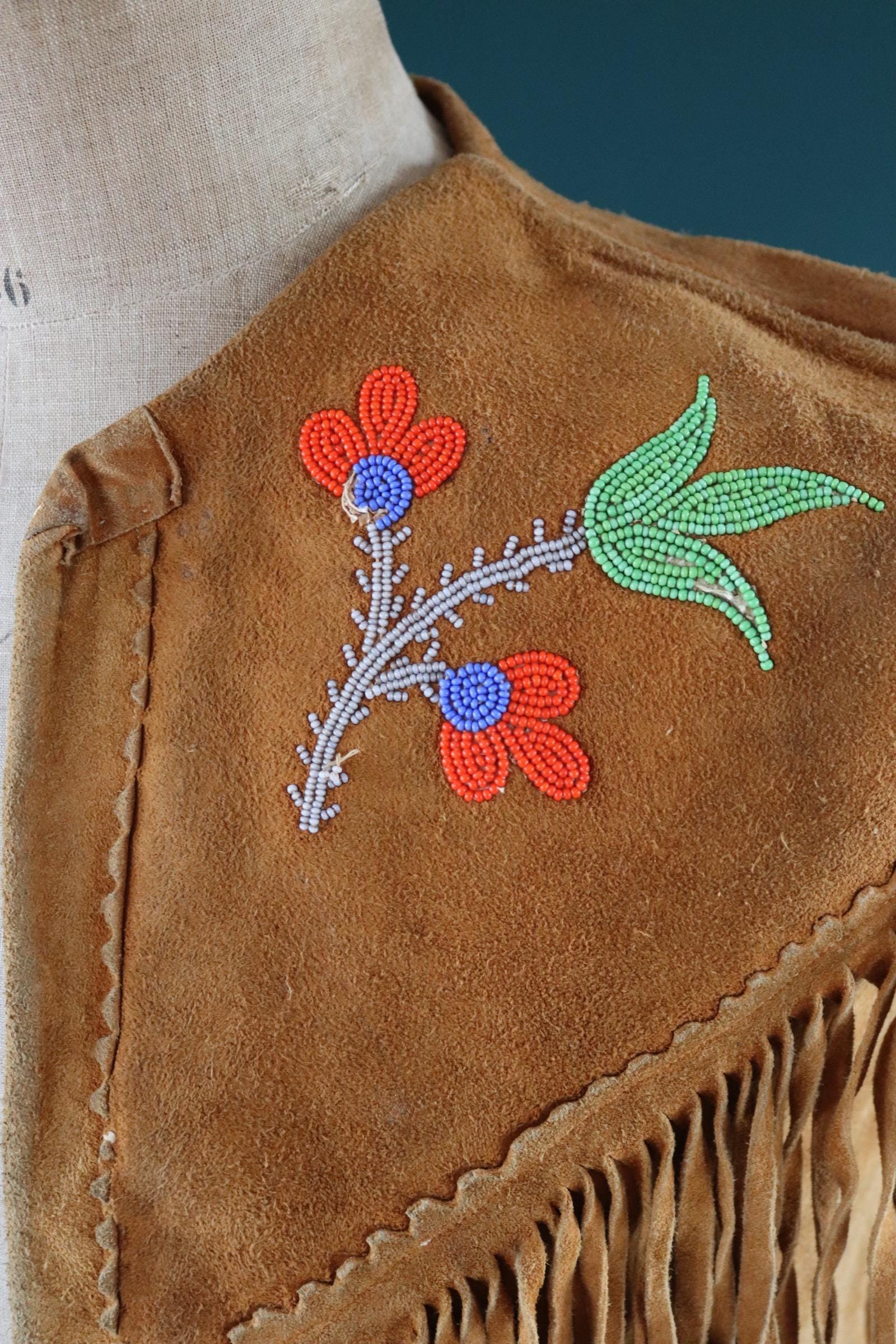 Vintage 1960s suede tasseled vest - Western waistcoat - 39" chest