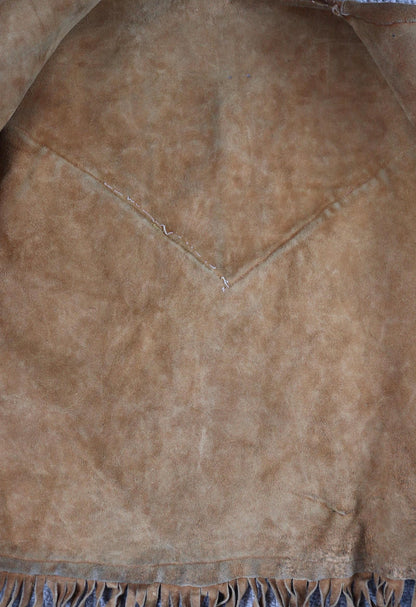 Vintage 1960s suede tasseled vest - Western waistcoat - 39" chest