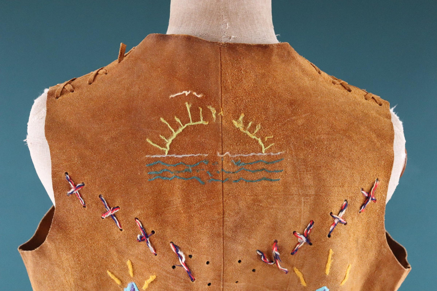 Vintage 1960s suede tasseled vest - Western waistcoat - 44" chest