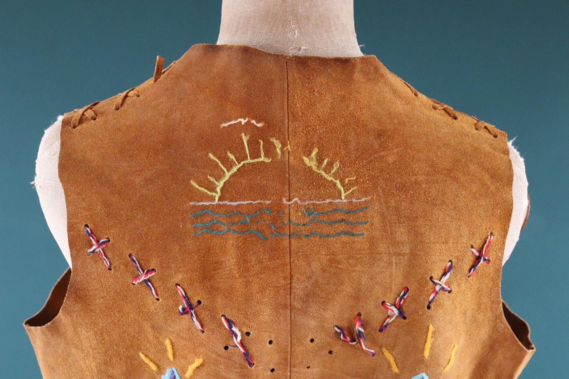 Vintage 1960s suede tasseled vest - Western waistcoat - 44" chest