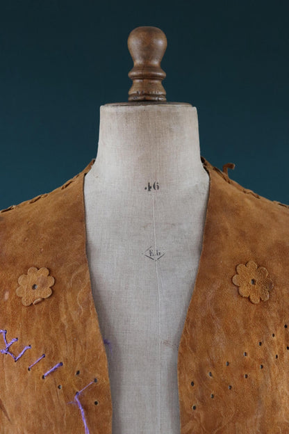 Vintage 1960s suede tasseled vest - Western waistcoat - 44" chest