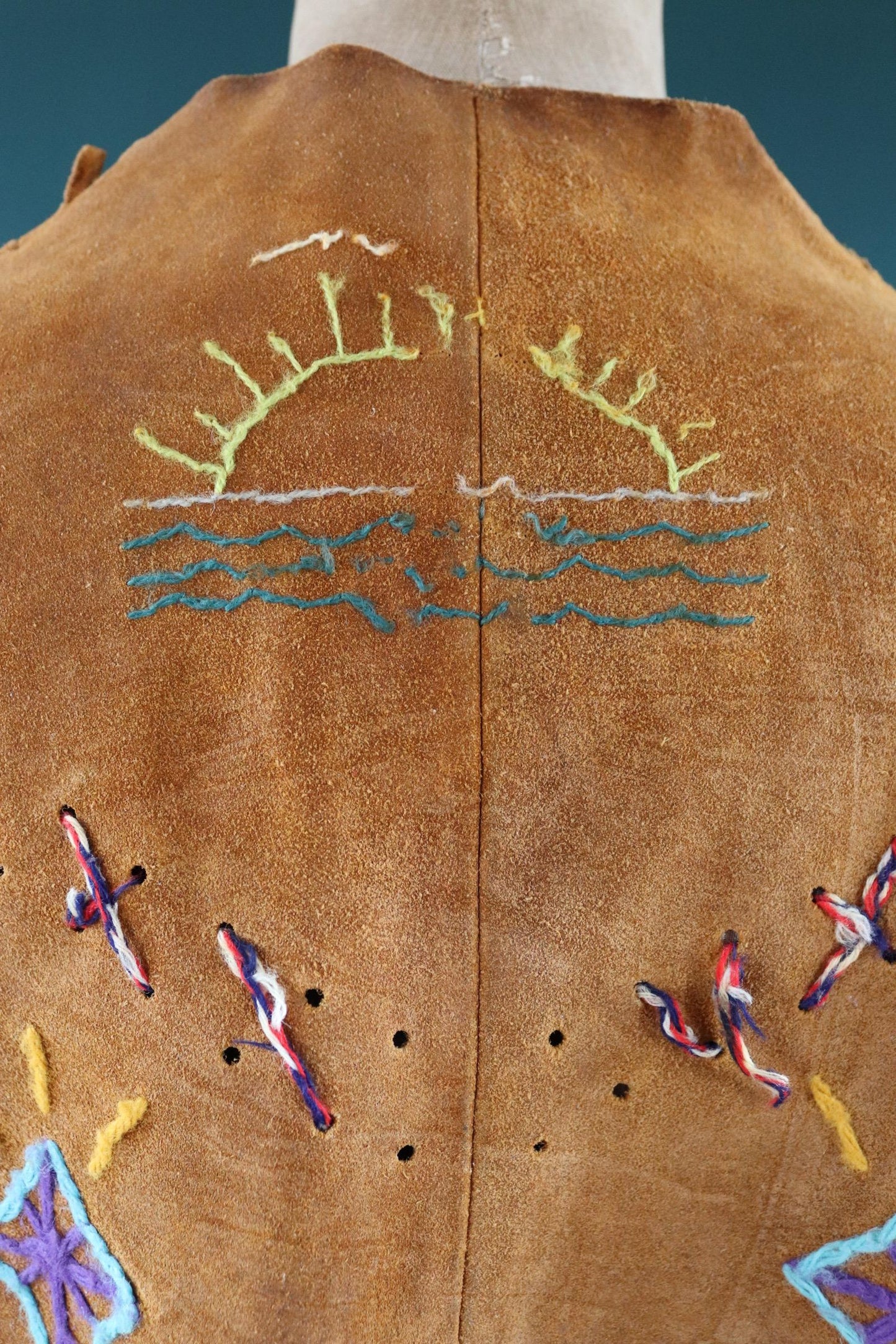 Vintage 1960s suede tasseled vest - Western waistcoat - 44" chest