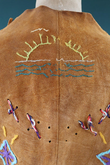 Vintage 1960s suede tasseled vest - Western waistcoat - 44" chest