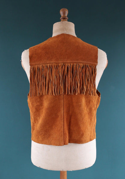 Vintage 1970s suede tasseled vest - Western waistcoat - 41" chest