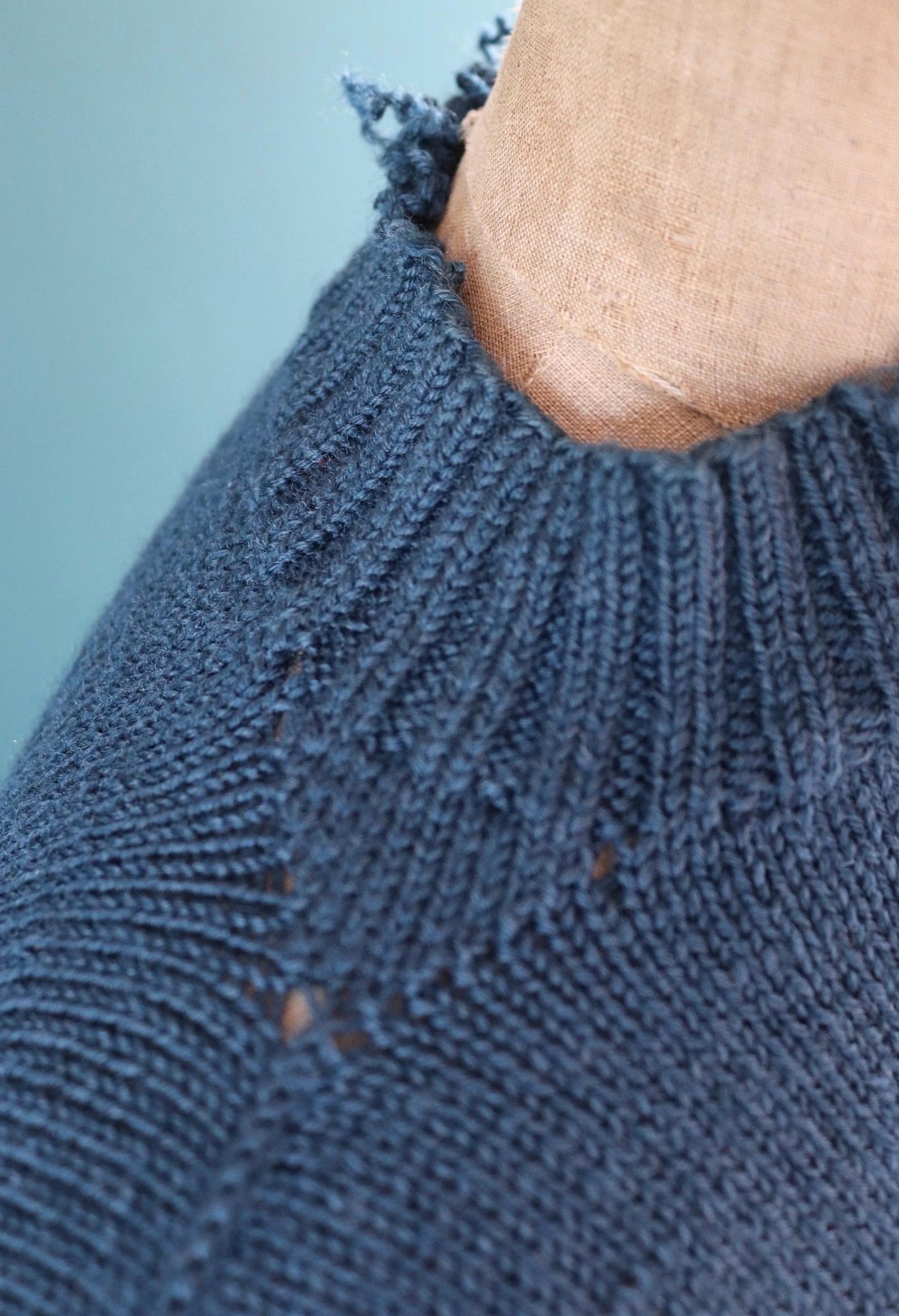 Vintage hand knitted wool Guernsey jumper - fisherman workwear - Breton sweater - 46” chest
