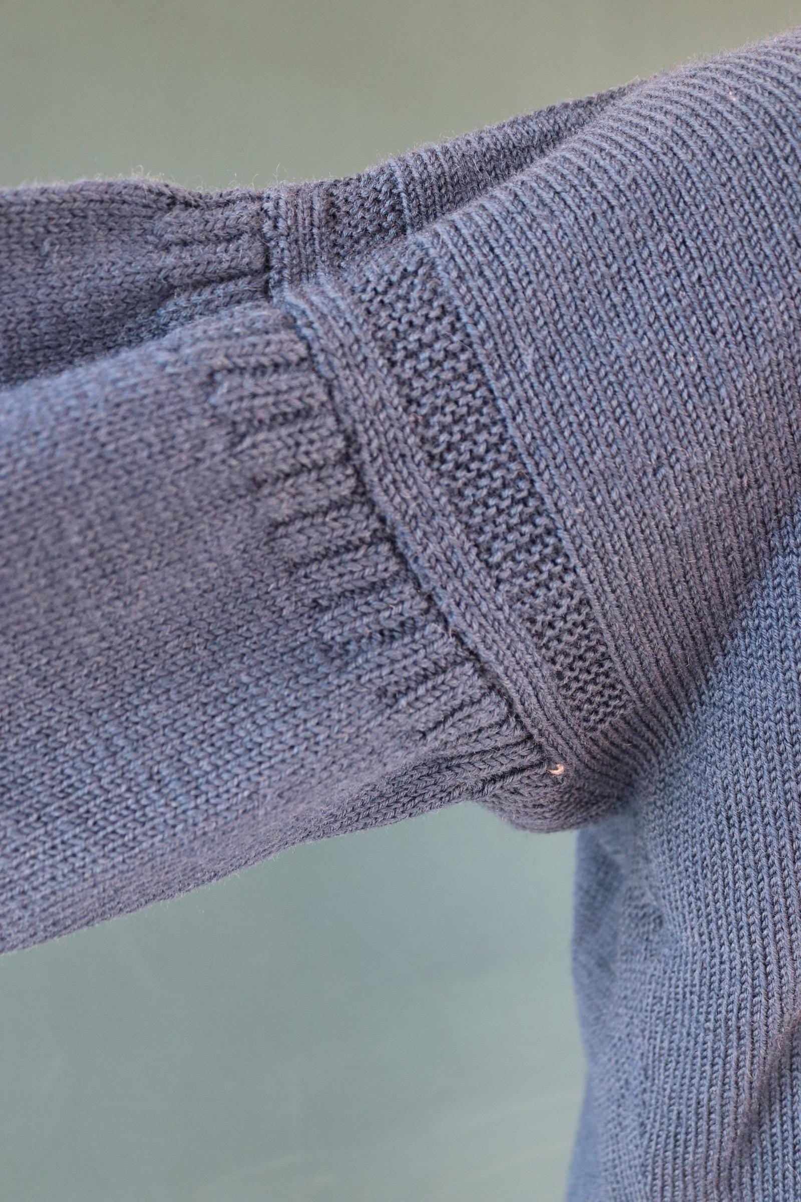 Vintage hand knitted wool Guernsey jumper - fisherman workwear - Breton sweater - 46” chest