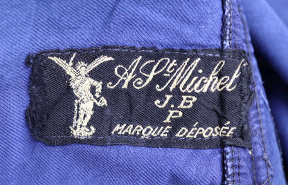 Vintage 1940s French workwear trousers - buckle back chore pants - blue moleskin - 38” x 26”