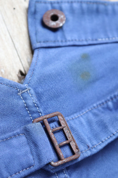 Vintage 1940s French workwear trousers - buckle back chore pants - blue moleskin - 37” x 25”