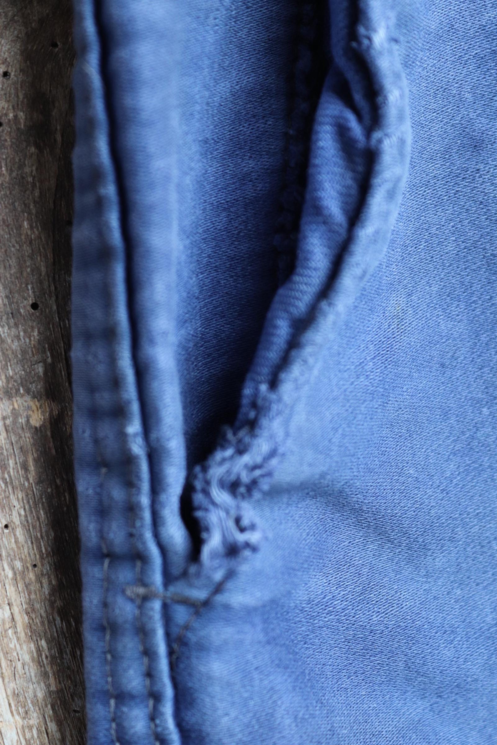 Vintage 1940s French workwear trousers - buckle back chore pants - blue moleskin - 37” x 25”